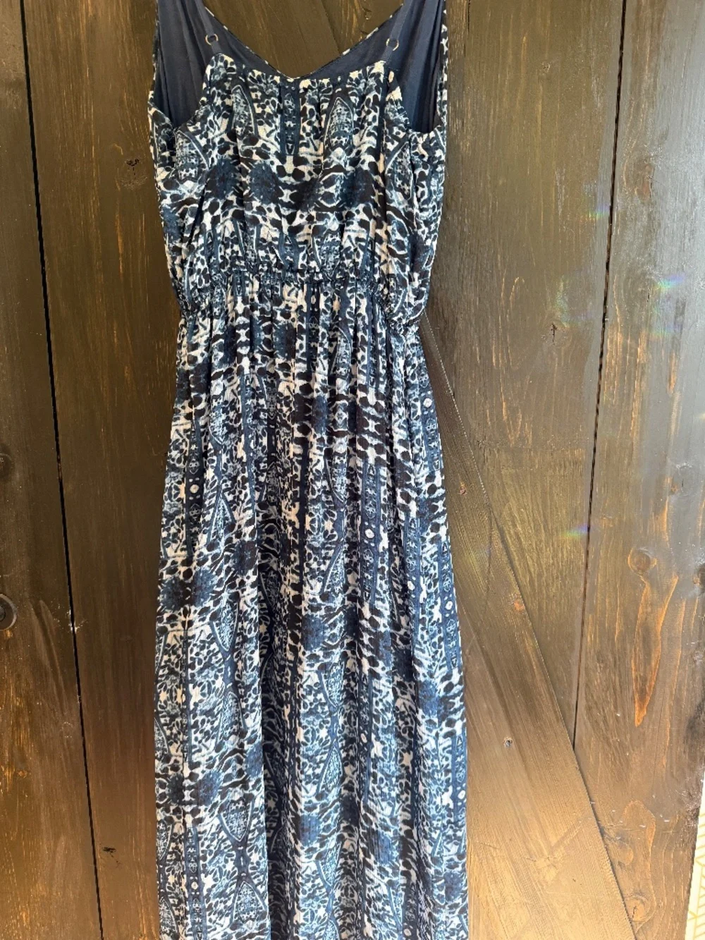 Abercrombie and Fitch mixed blue Boho Maxi dress Aztec Batik Print Sheer Medium